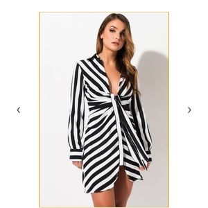 Akira black and white mini shirt dress